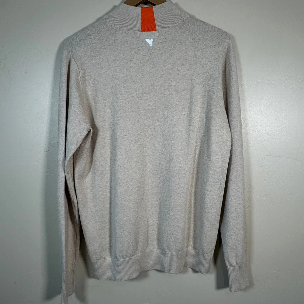 Macade Golf Bridge Merino Quarter Zip Mens Small Oatmeal Wool & Cashmere Blend